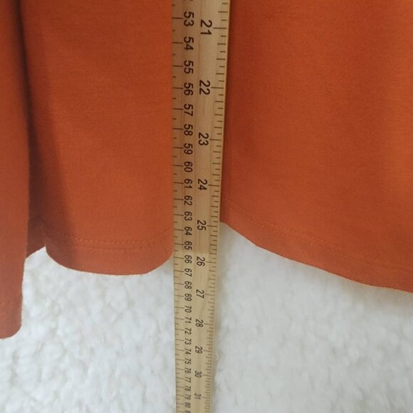 Liz & co Blouse Womens XL Orange Long Sleeve Round Neck Stretch Blend Comfort - Picture 5 of 7